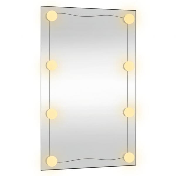 Wandspiegel mit LED-Leuchten 50x80 cm Glas Rechteckig