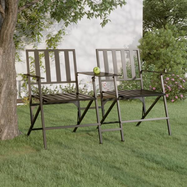 ARDEBO.de - 2-Sitzer-Gartenbank Klappbar 137 cm Schwarz Stahl