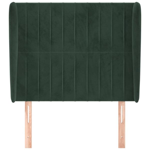 Kopfteil mit Ohren Dunkelgrün 83x23x118/128 cm Samt