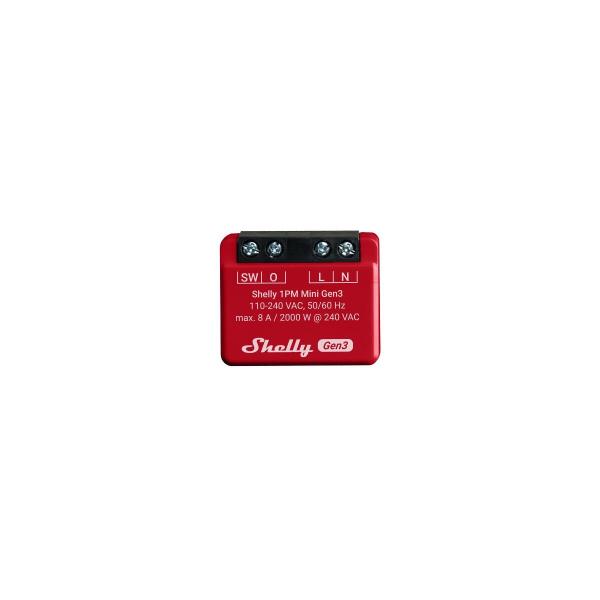 ARDEBO.de Shelly 1PM Mini Gen3 Relais, Schalter, WLAN, Bluetooth, 1 Kanal 8 A, mit Leistungsmessung, Unterputz (Shelly_1PM_Mini_G3)