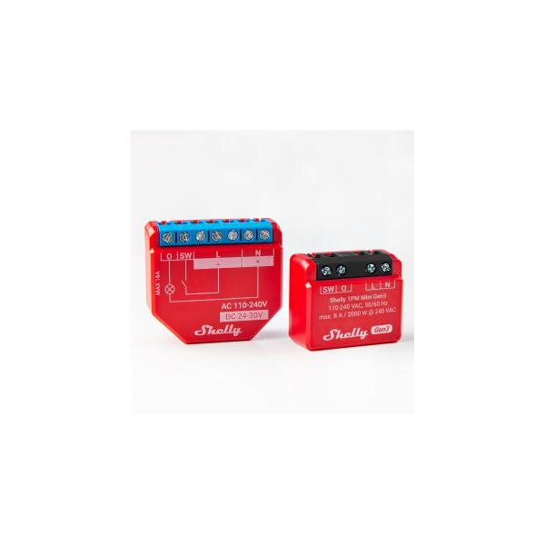 Shelly 1PM Mini Gen3 Relais, Schalter, WLAN, Bluetooth, 1 Kanal 8 A, mit Leistungsmessung, Unterputz (Shelly_1PM_Mini_G3)