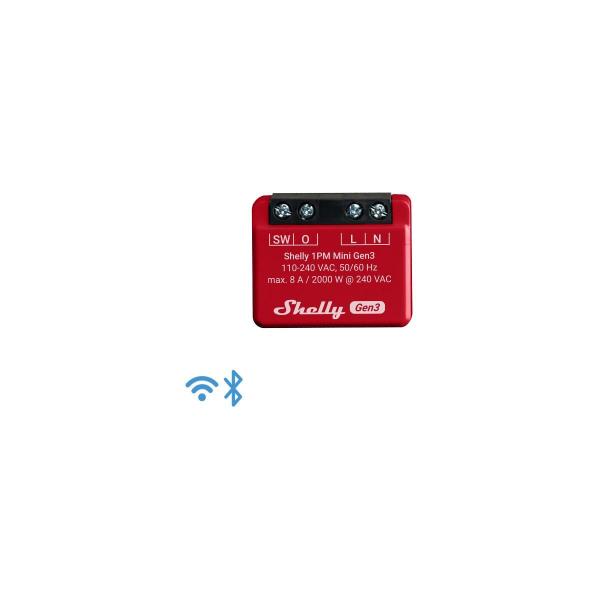 Shelly 1PM Mini Gen3 Relais, Schalter, WLAN, Bluetooth, 1 Kanal 8 A, mit Leistungsmessung, Unterputz (Shelly_1PM_Mini_G3)