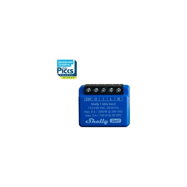 Shelly 1 Mini Gen3 Relais, Schalter, WLAN, Bluetooth, 1 Kanal 8 A, Unterputz (Shelly_1_Mini_G3)