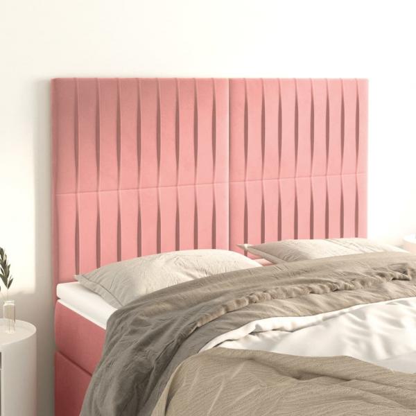 ARDEBO.de - Kopfteile 4 Stk. Rosa 72x5x78/88 cm Samt