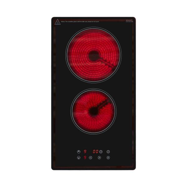 Exquisit EKC301-020 Autarkes Duo-Kochfeld, Glaskeramik, 28,8 cm breit, Touch-Control, rahmenlos, schwarz