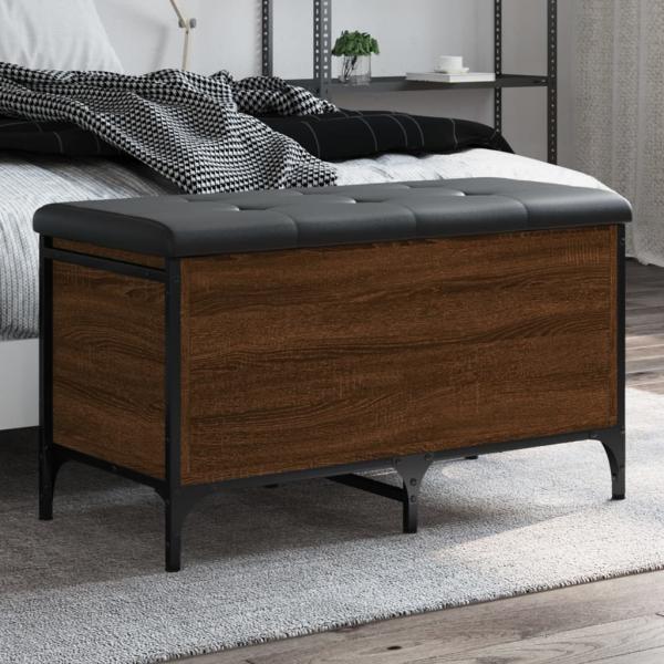 ARDEBO.de - Sitzbank mit Stauraum Braun Eiche 82x42x45 cm Holzwerkstoff