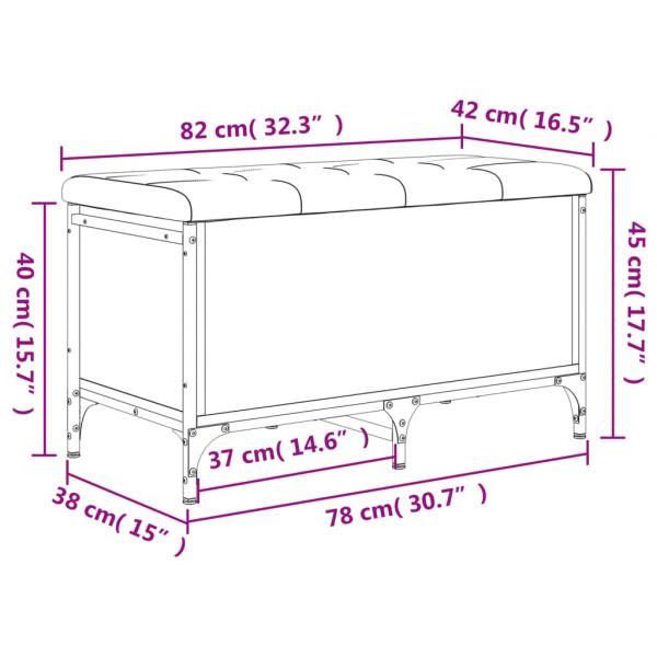 Sitzbank mit Stauraum Braun Eiche 82x42x45 cm Holzwerkstoff