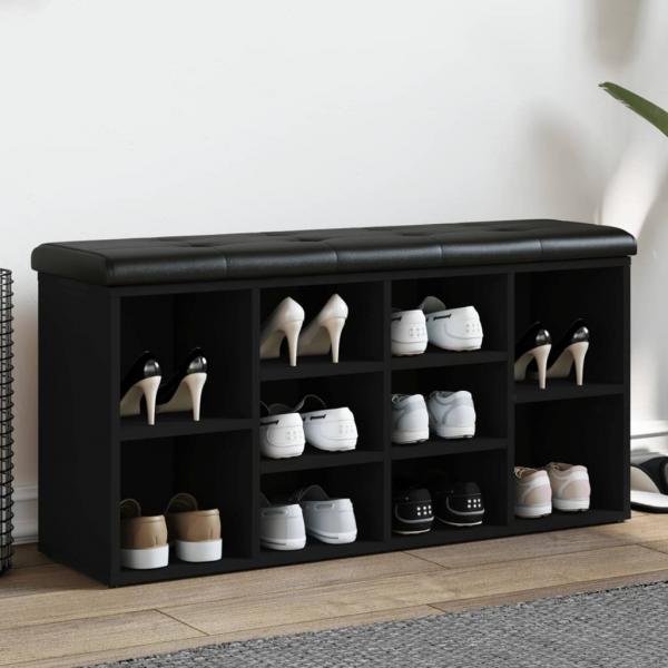 ARDEBO.de - Schuhbank Schwarz 102x32x50 cm Holzwerkstoff