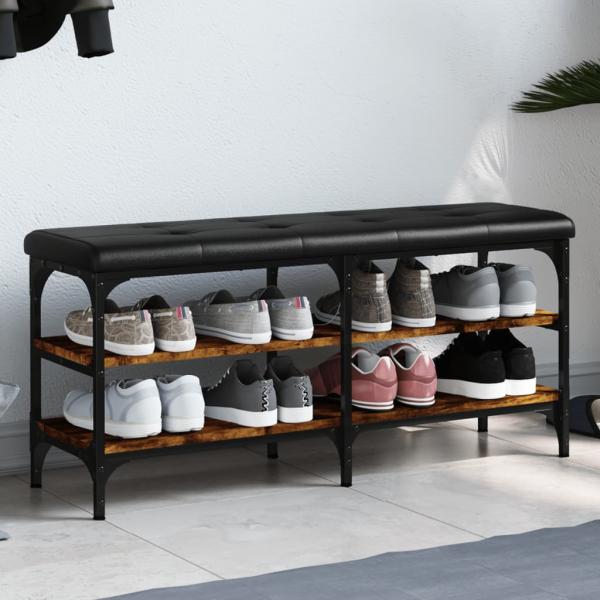 ARDEBO.de - Schuhbank Räuchereiche 102x32x47 cm Holzwerkstoff