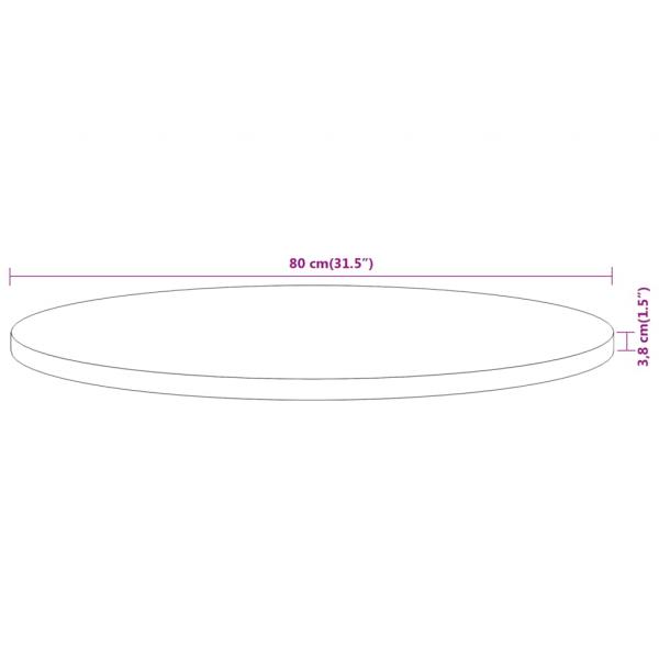 Tischplatte Ø80x3,8 cm Rund Massivholz Akazie