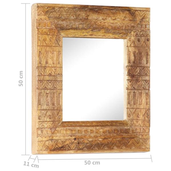 Handgeschnitzter Spiegel 50x50x2,5 cm Massivholz Mango