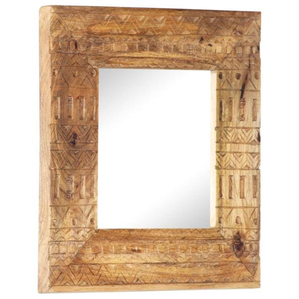 Handgeschnitzter Spiegel 50x50x2,5 cm Massivholz Mango