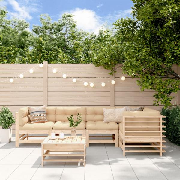 ARDEBO.de - 6-tlg. Garten-Lounge-Set Massivholz Kiefer