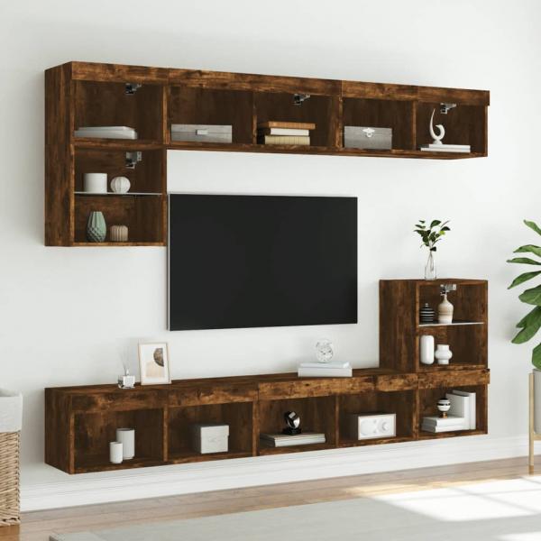 TV-Schrank mit LED-Leuchten Räuchereiche 80x30x30 cm