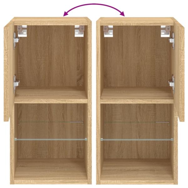 TV-Schränke mit LED-Leuchten 2 Stk. Sonoma-Eiche 30,5x30x60 cm