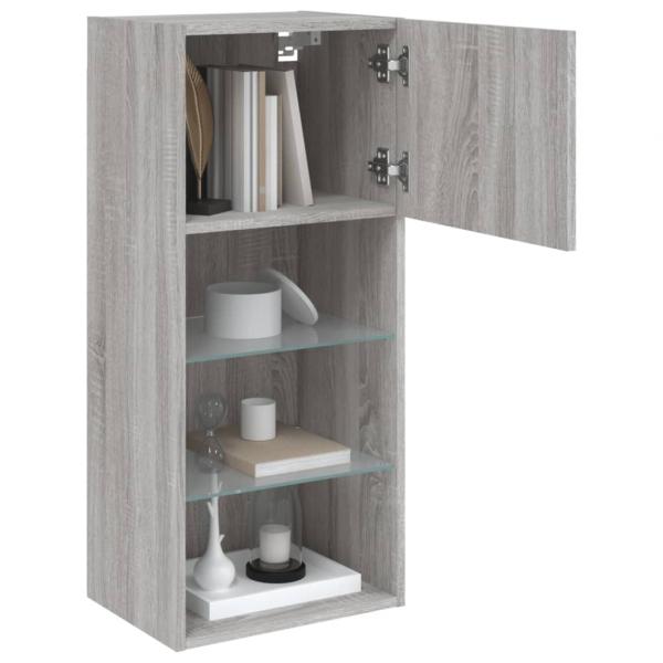 TV-Schrank mit LED-Leuchten Grau Sonoma 40,5x30x90 cm