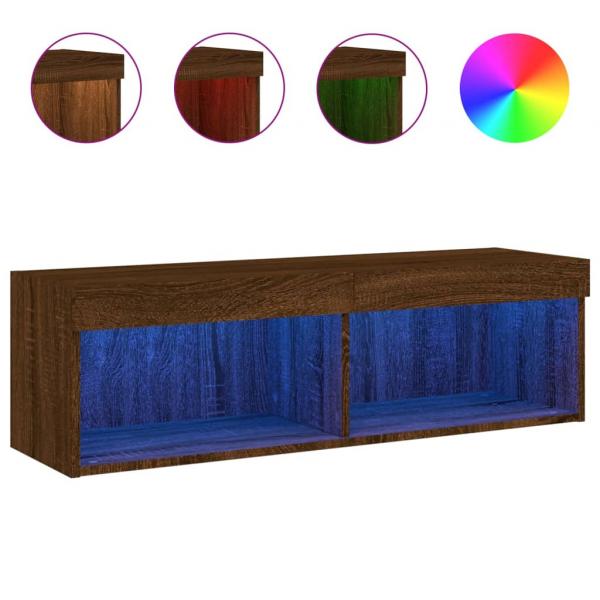 TV-Schrank mit LED-Leuchten Braun Eichen-Optik 100x30x30 cm