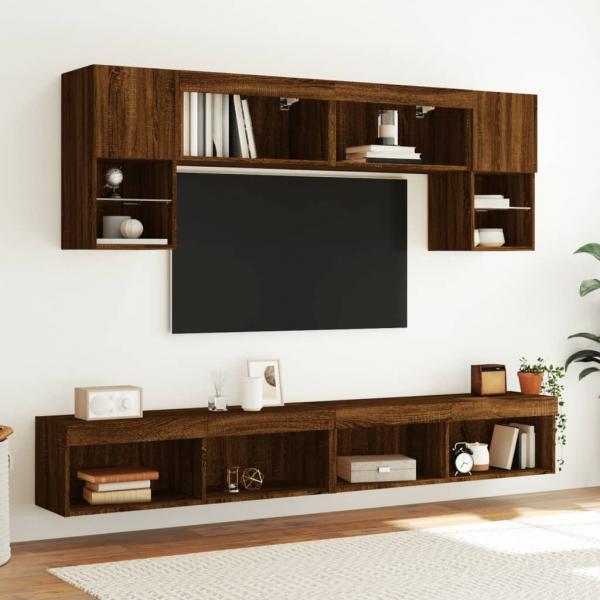 TV-Schrank mit LED-Leuchten Braun Eichen-Optik 100x30x30 cm
