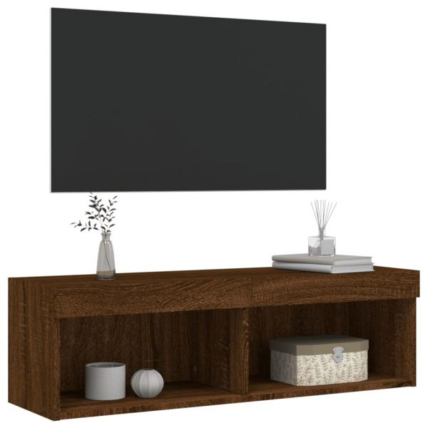 TV-Schrank mit LED-Leuchten Braun Eichen-Optik 100x30x30 cm