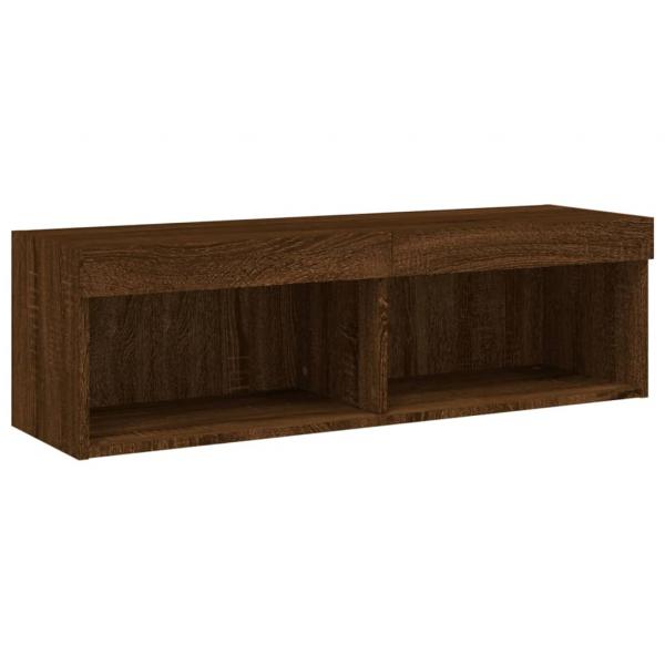 TV-Schrank mit LED-Leuchten Braun Eichen-Optik 100x30x30 cm