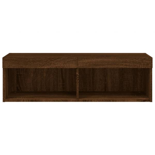 TV-Schrank mit LED-Leuchten Braun Eichen-Optik 100x30x30 cm