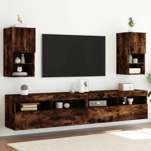 ARDEBO.de - TV-Schränke mit LED-Leuchten 2 Stk. Räuchereiche 30,5x30x60 cm