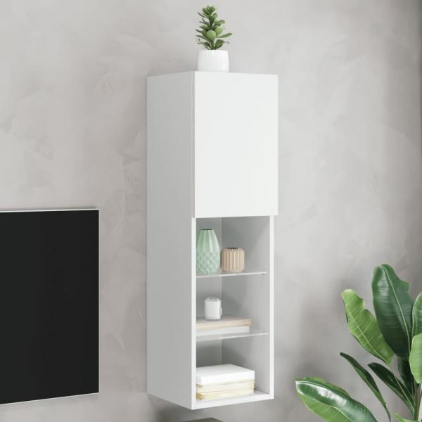 ARDEBO.de - TV-Schrank mit LED-Leuchten Weiß 30,5x30x102 cm