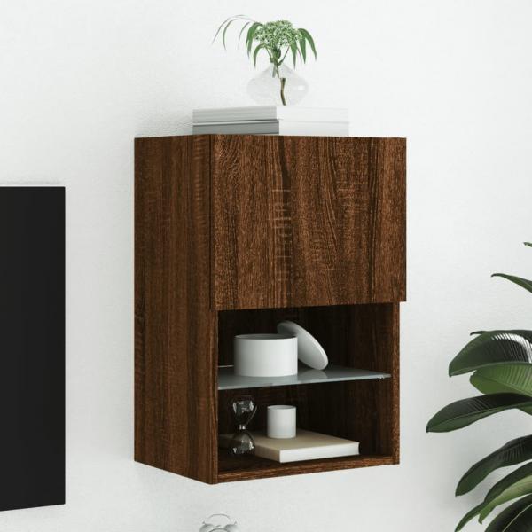 ARDEBO.de - TV-Schrank mit LED-Leuchten Braun Eichen-Optik 40,5x30x60 cm