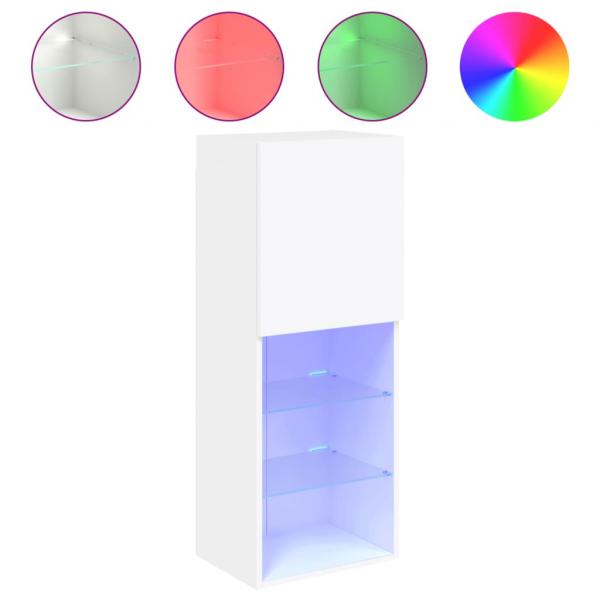 TV-Schrank mit LED-Leuchten Weiß 40,5x30x102 cm