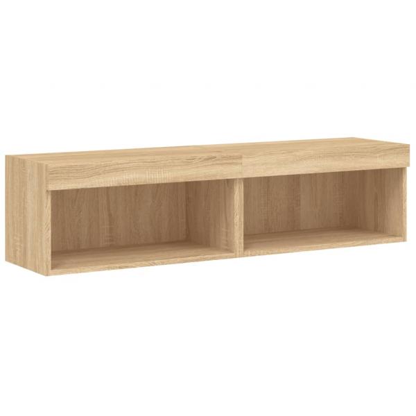 TV-Schränke mit LED-Leuchten 2 Stk. Sonoma-Eiche 60x30x30 cm