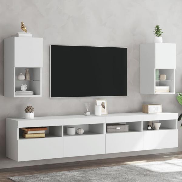 ARDEBO.de - TV-Schränke mit LED-Leuchten 2 Stk. Weiß 30,5x30x60 cm