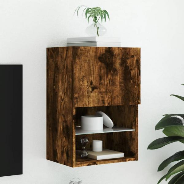 ARDEBO.de - TV-Schrank mit LED-Leuchten Räuchereiche 40,5x30x60 cm