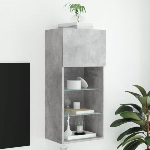 ARDEBO.de - TV-Schrank mit LED-Leuchten Betongrau 40,5x30x90 cm