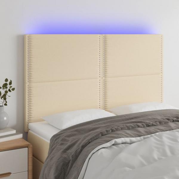 ARDEBO.de - LED Kopfteil Creme 144x5x118/128 cm Stoff