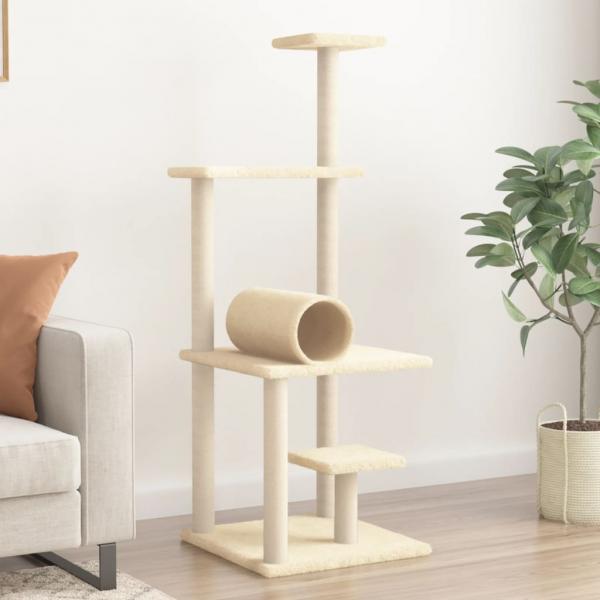 ARDEBO.de - Kratzbaum mit Sisal-Kratzsäulen Creme 136 cm