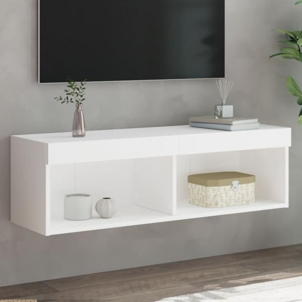 ARDEBO.de - TV-Schrank mit LED-Leuchten Weiß 100x30x30 cm