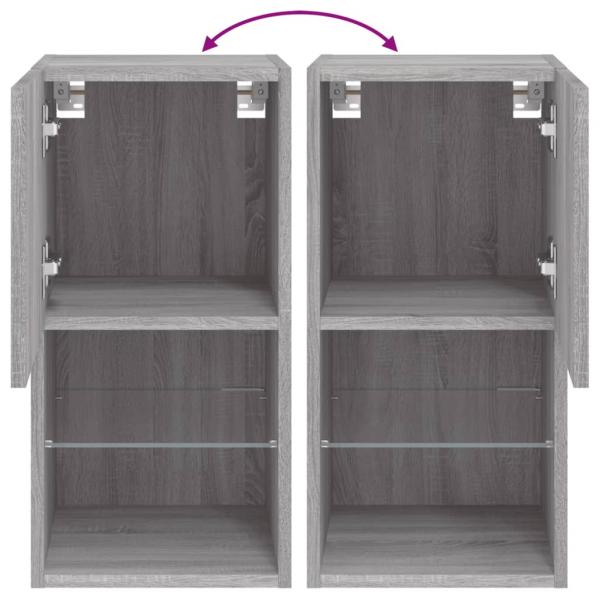 TV-Schränke mit LED-Leuchten 2 Stk. Grau Sonoma 30,5x30x60 cm