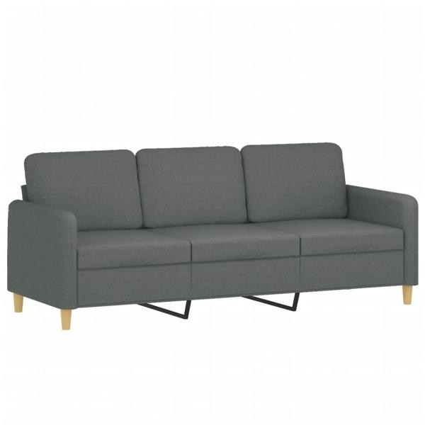 3-Sitzer-Sofa mit Hocker Dunkelgrau 180 cm Stoff