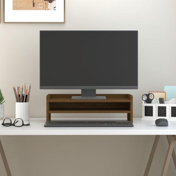 ARDEBO.de - Monitorständer Honigbraun 50x24x16 cm Massivholz Kiefer