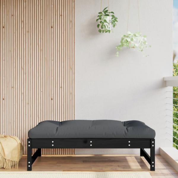 ARDEBO.de - Gartenhocker Schwarz 120x80 cm Massivholz Kiefer