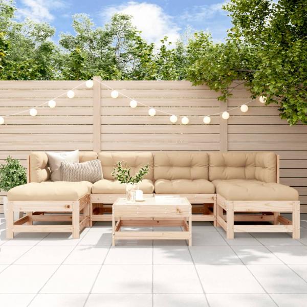 ARDEBO.de - 7-tlg. Garten-Lounge-Set Massivholz Kiefer