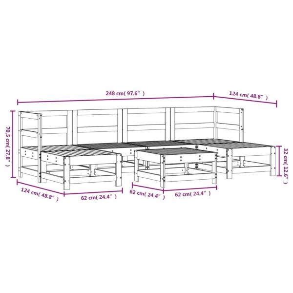 7-tlg. Garten-Lounge-Set Massivholz Kiefer
