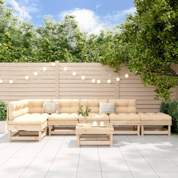 ARDEBO.de - 7-tlg. Garten-Lounge-Set Massivholz Kiefer
