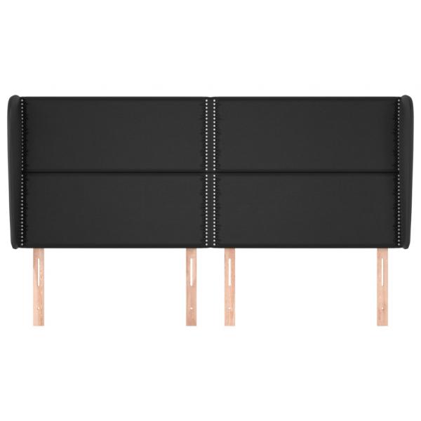 Kopfteil mit Ohren Schwarz 203x23x118/128 cm Kunstleder