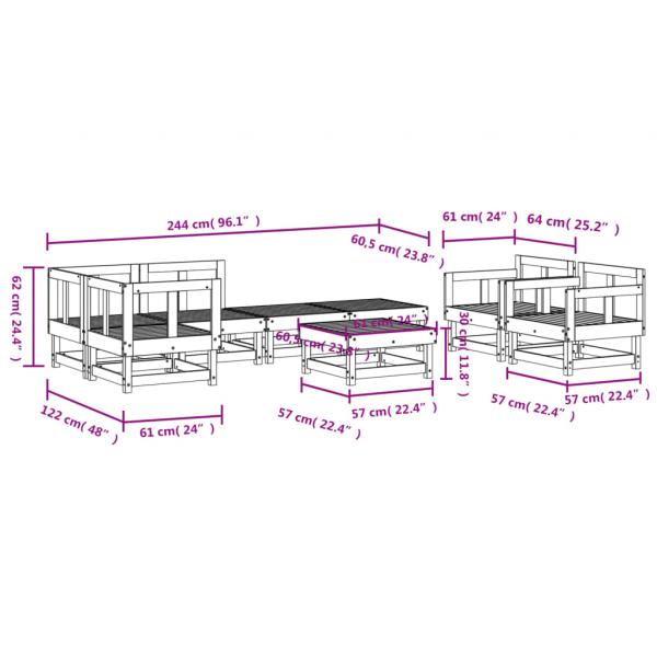 8-tlg. Garten-Lounge-Set Massivholz Kiefer