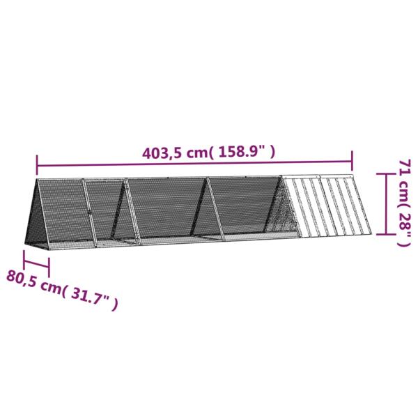 Kaninchenkäfig Anthrazit 403,5x80,5x71 cm Verzinkter Stahl
