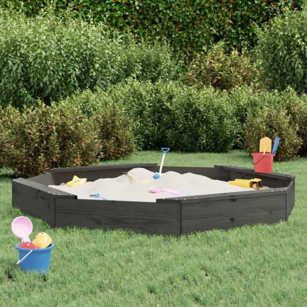 ARDEBO.de - Sandkasten mit Sitzen Grau Achteck Massivholz Kiefer