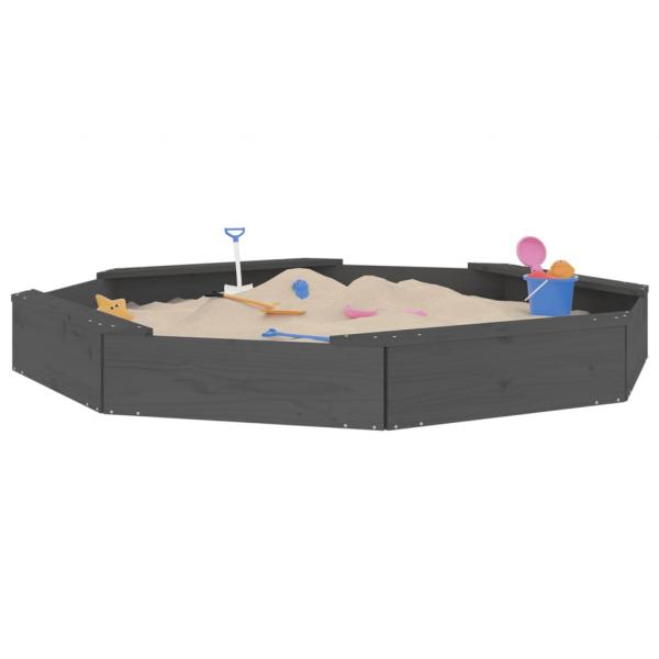Sandkasten mit Sitzen Grau Achteck Massivholz Kiefer