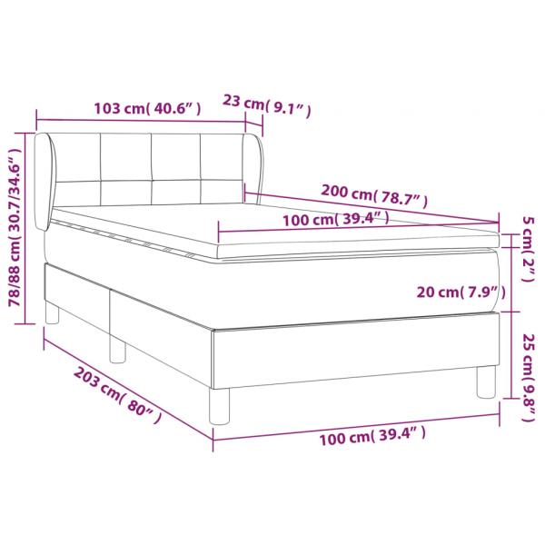 Boxspringbett mit Matratze Dunkelgrau 100x200 cm Samt