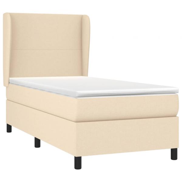 Boxspringbett mit Matratze Creme 90x190 cm Stoff